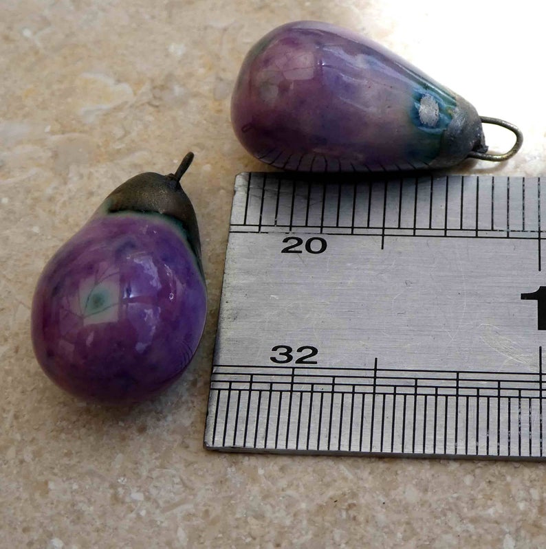 Ceramic Drops Earring Charms -Grapel