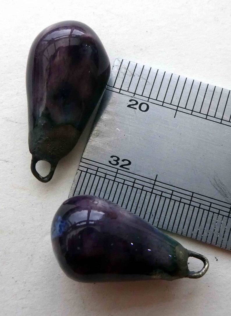 Ceramic Drops Earring Charms - Grape Splash