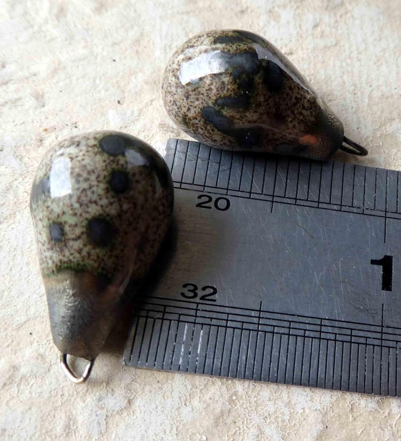 Ceramic Bronzy Drop Earring Charms-Varan