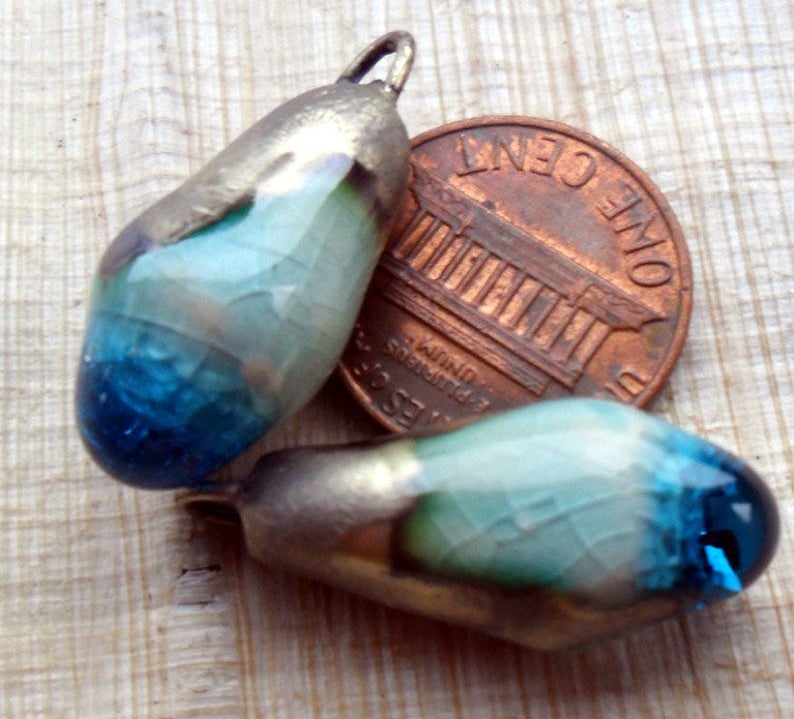 Ceramic Drops Earring Charms - Turquoise Crackle