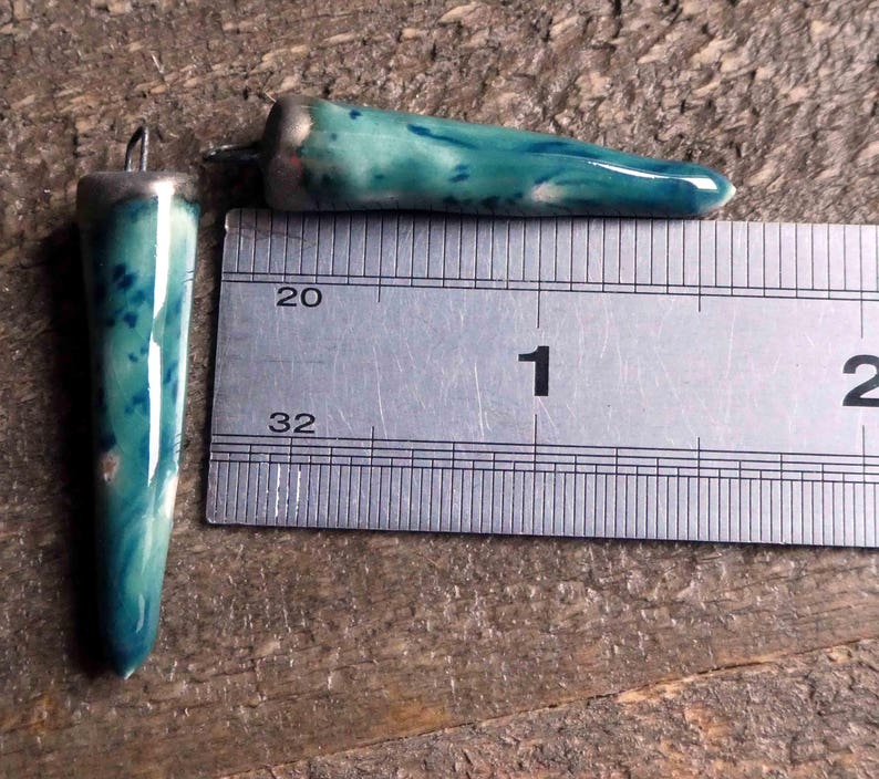 Ceramic Bronzy Spikes Earring Charms - Blooming Blue