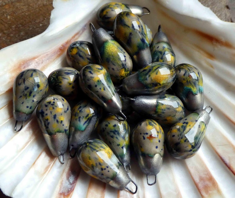 Ceramic Bronzy Drops Earring Charms - Fireflies