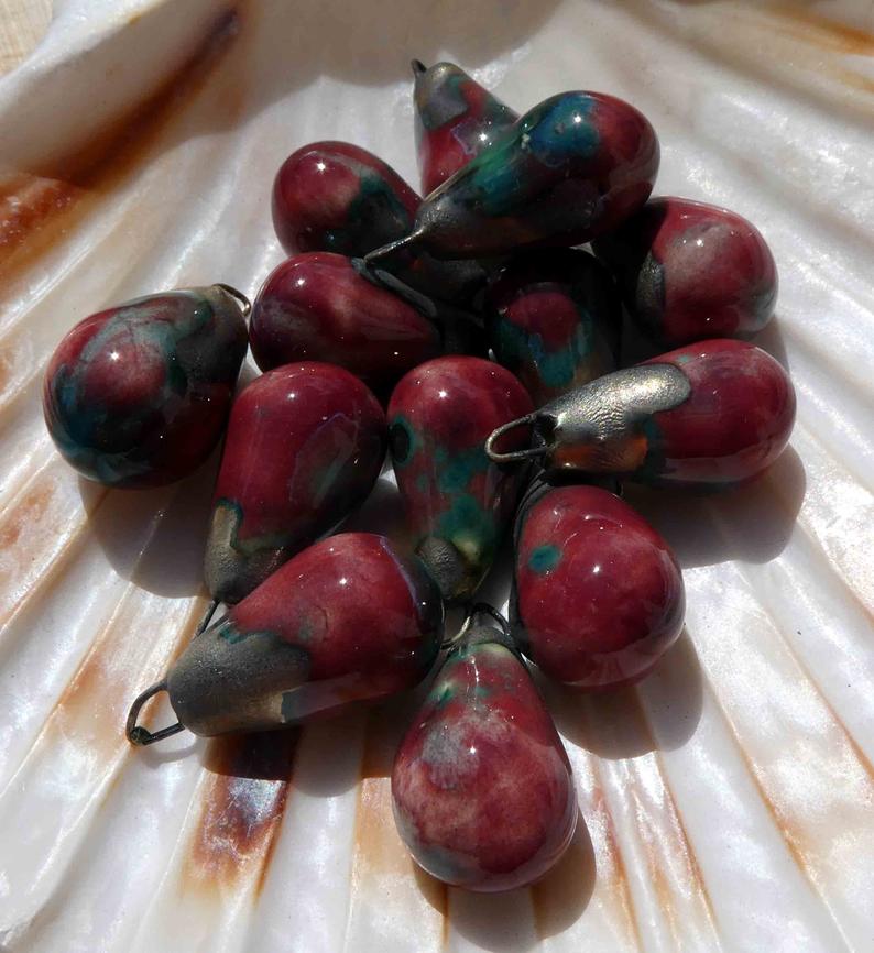 Ceramic Drops Earing Charms -Berry Good