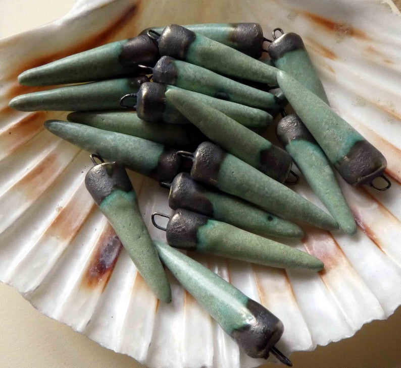 Ceramic Spikes Earring Charms - Mint