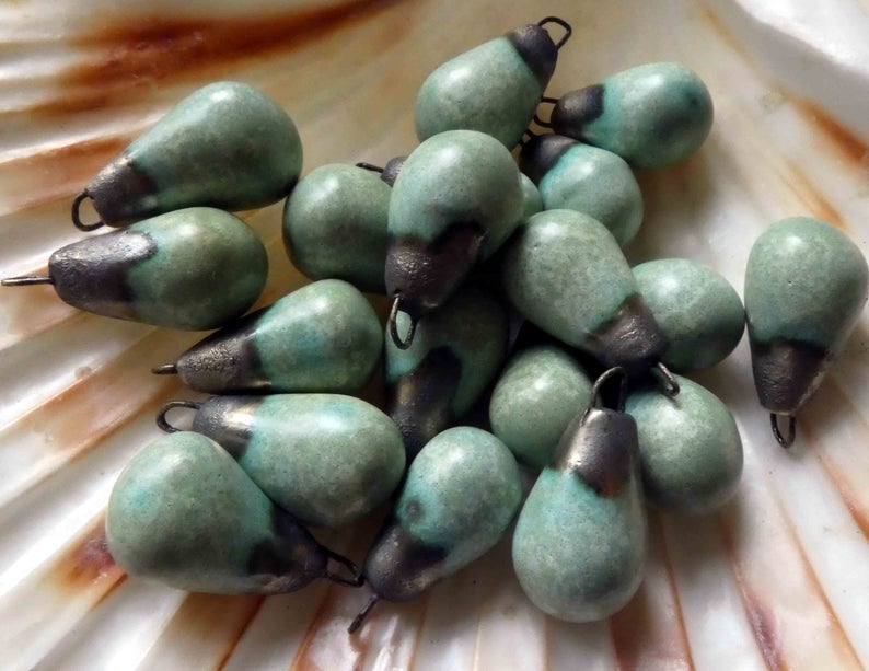 Ceramic Drops Earring Charms - Mint