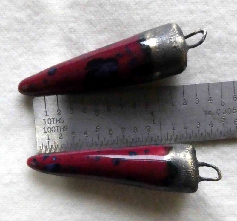 Ceramic Spikes Earring Charms - Wild Cherry