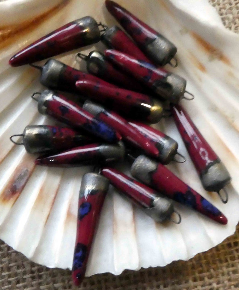 Ceramic Spikes Earring Charms - Wild Cherry