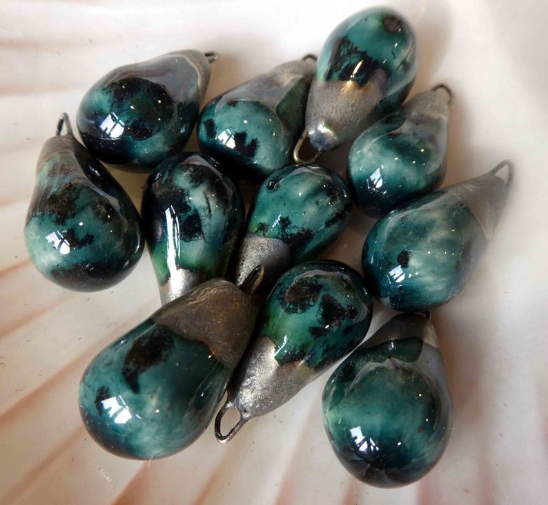 Ceramic Drops Earring Charms -Ocean Mist
