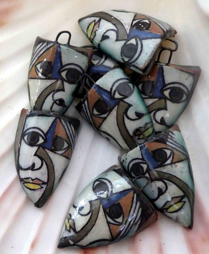 Ceramic Picasso Shield Earring Charms