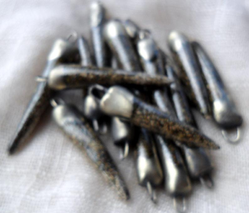 Ceramic Bronzy Spike Earring Charms - Hematite