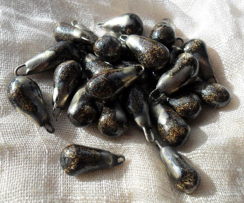 Ceramic Drops Earring Charms -Hematite