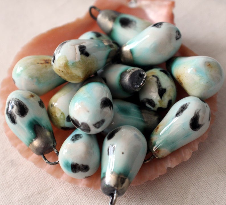 Ceramic Drops Earring Charms - Cheetah