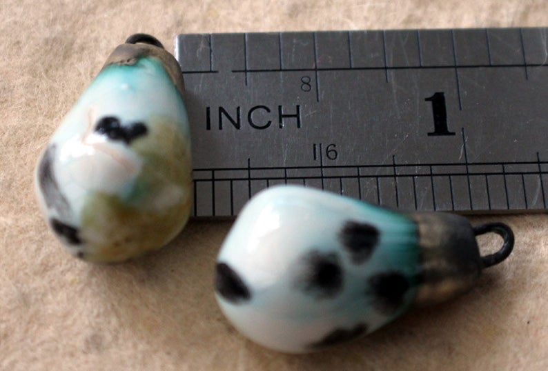 Ceramic Drops Earring Charms - Cheetah