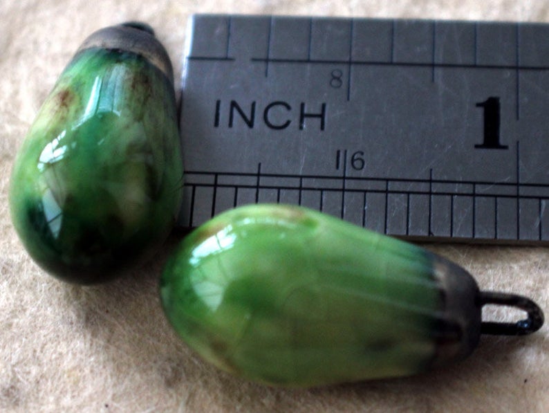 Ceramic Drops Earring Charms - Pistachio