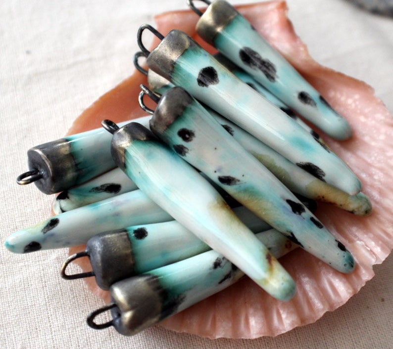 Ceramic Bronzy Spike Earring Charms - Cheetah