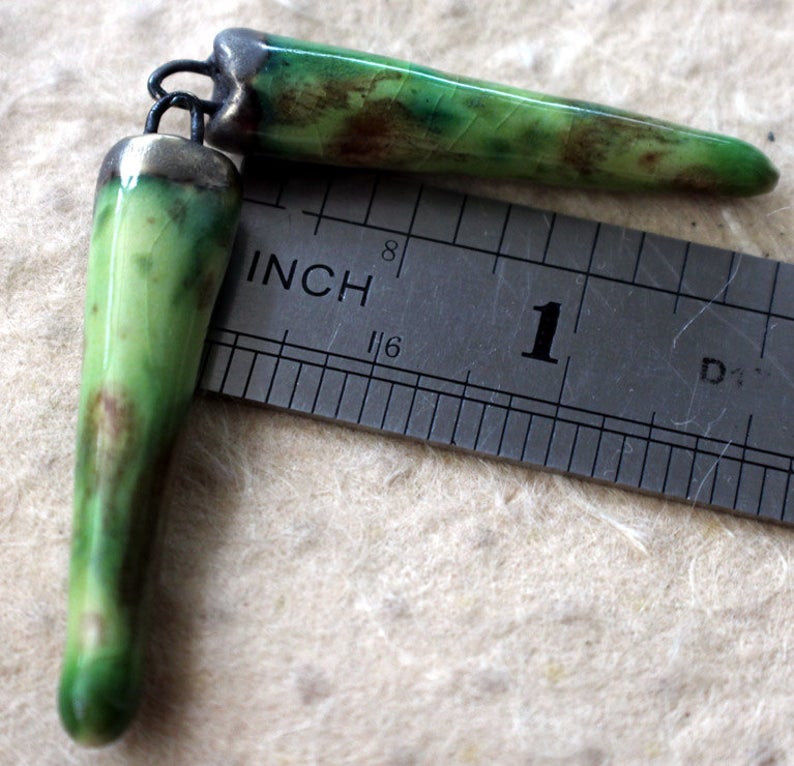 Ceramic Bronzy Spike Earring Charms - Pistachio