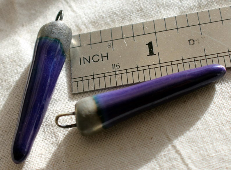 Ceramic Spikes Earring Charms -Dark Purple