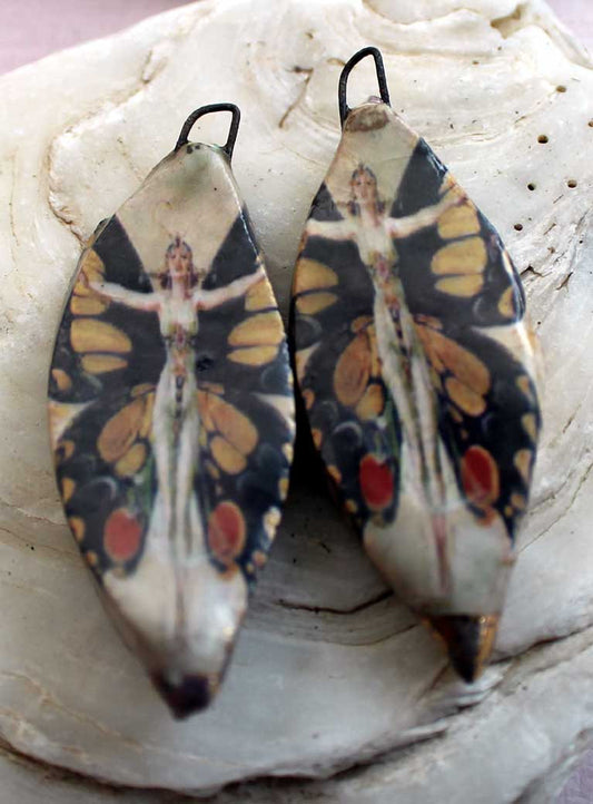 Ceramic Leyendecker Decal Earring Charms