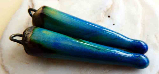 Ceramic Spikes Earring Charms -Blue Azure