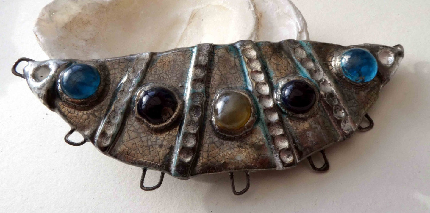 Afghan Inspired Jewelled Ceramic Necklace Connector