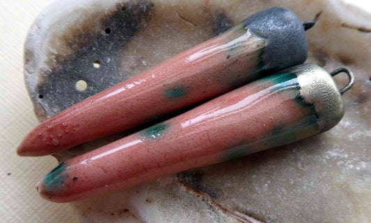 Ceramic Spikes Earring Charms -Coral Puff