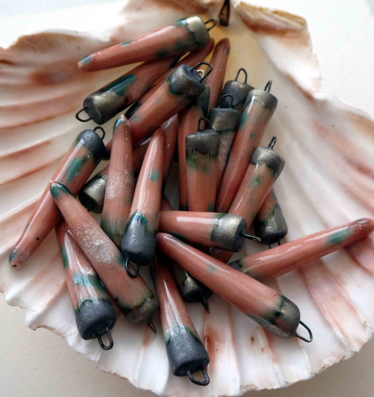 Ceramic Spikes Earring Charms -Coral Puff