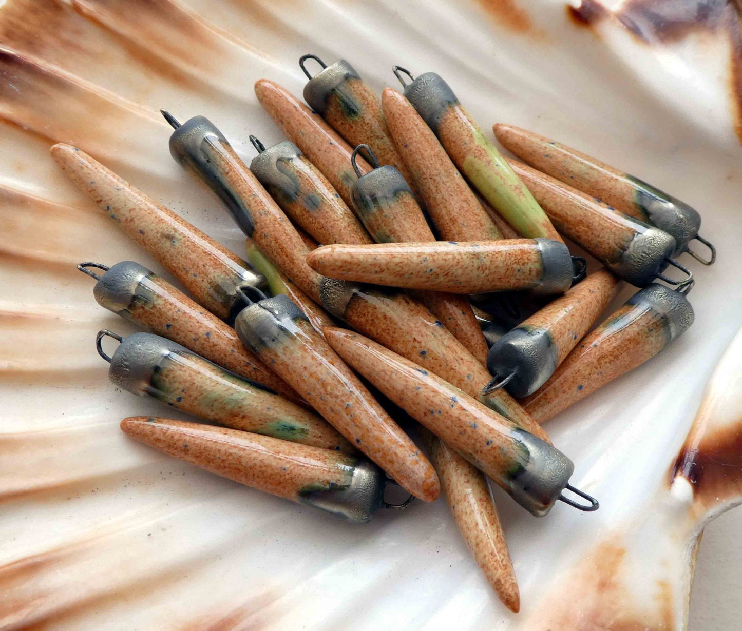 Ceramic Bronzy Spike Earring Charms- Tibet