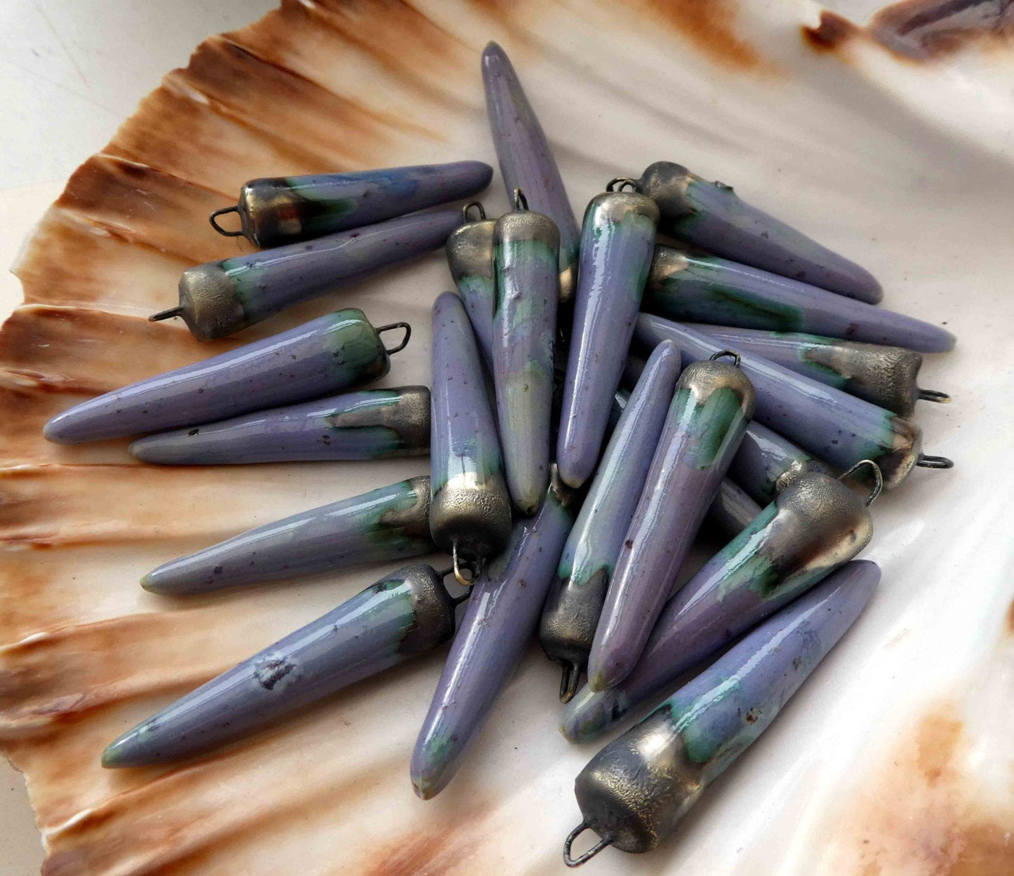 Ceramic Spikes Earring Charms - Glacier Fire