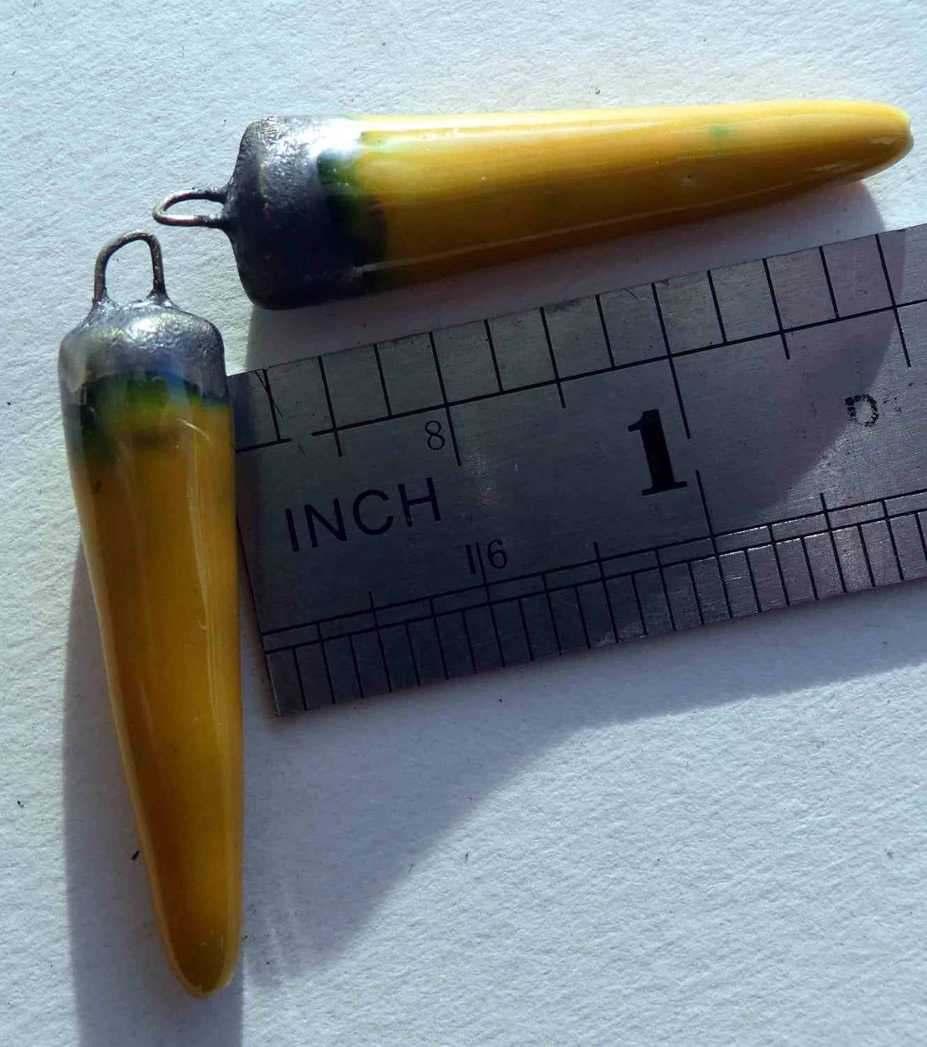 Ceramic Bronzy Spike Earring Charms - Deep Yellow