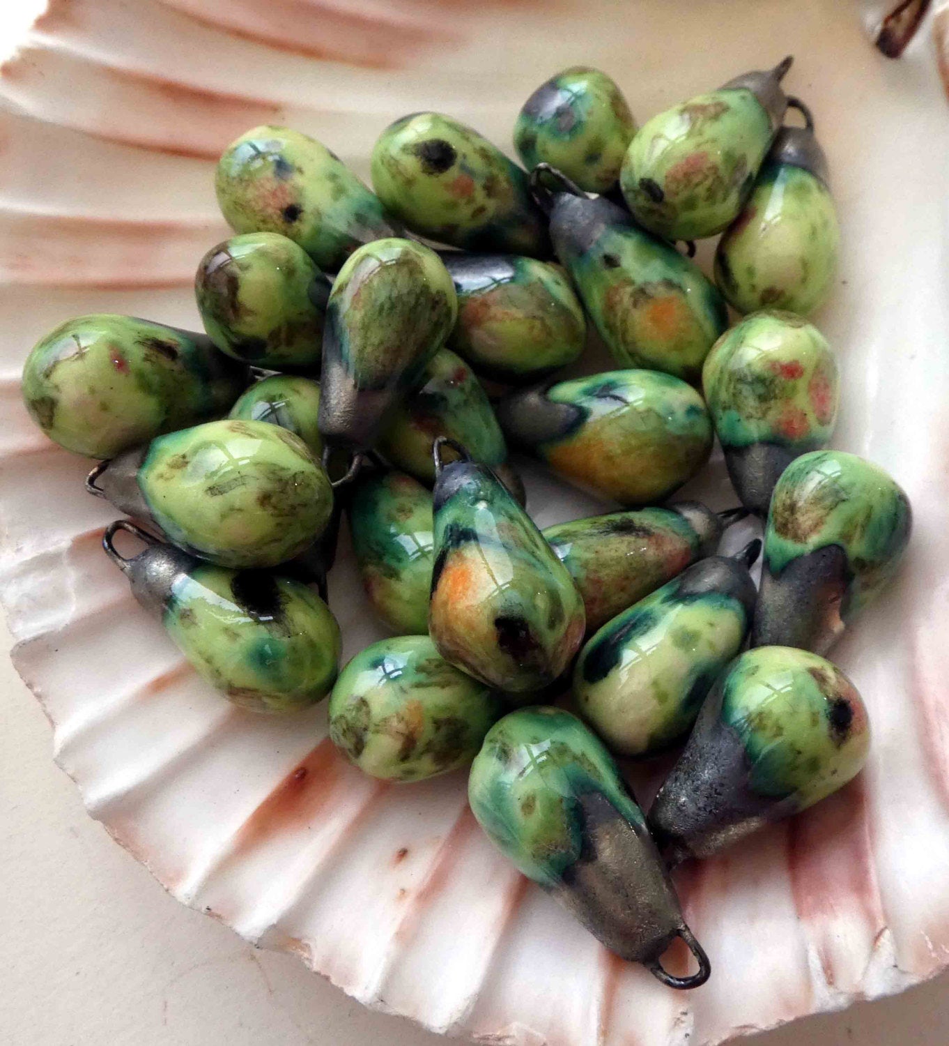 Ceramic Drops Earring Charms -Mixed Melon