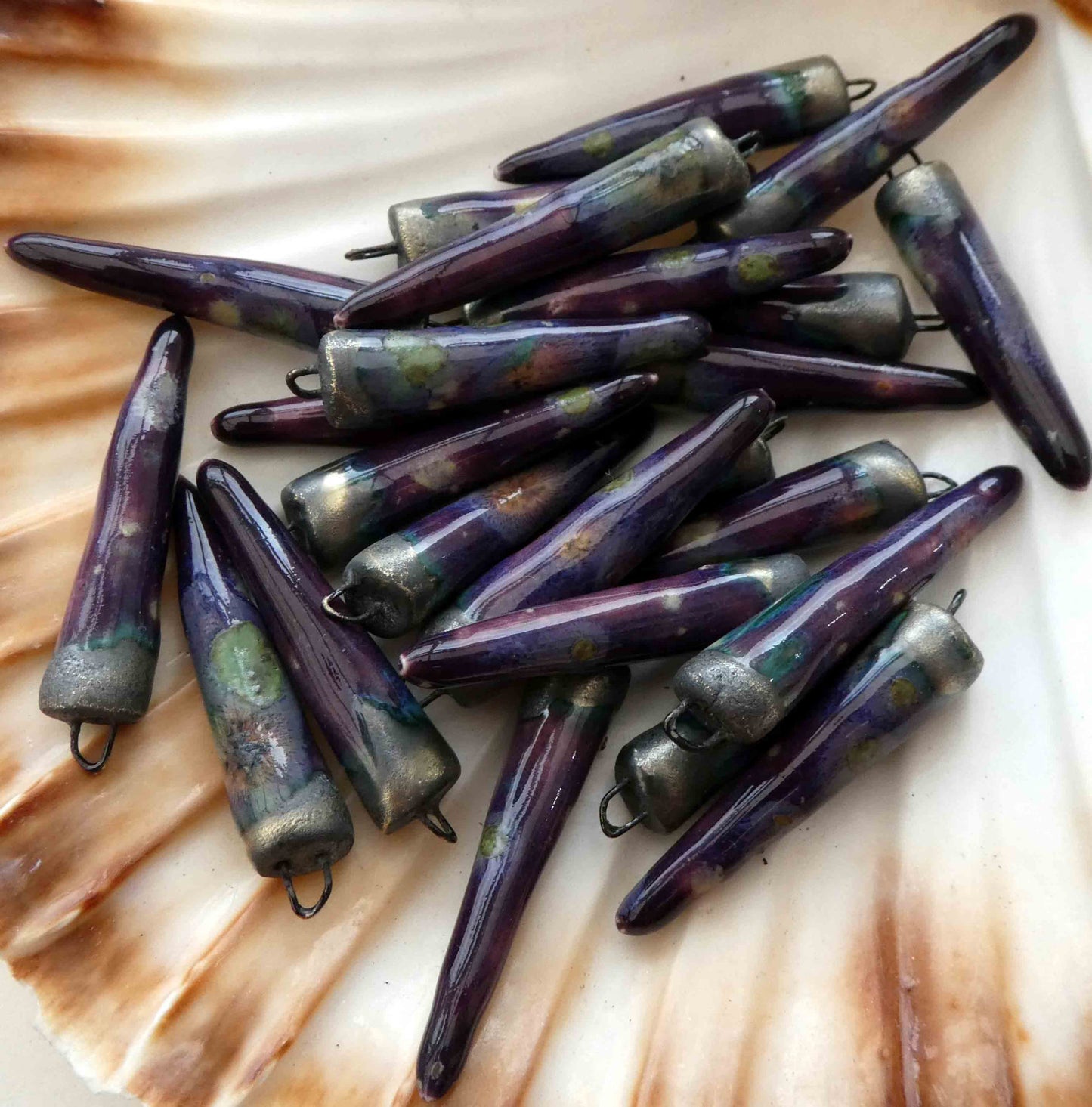 Ceramic Spikes Earring Charms -Purple Cosmos