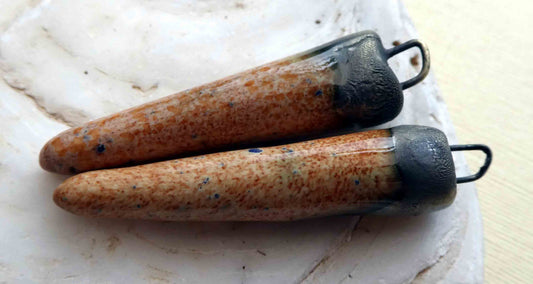 Ceramic Bronzy Spike Earring Charms- Tibet