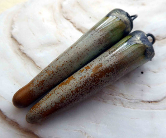 Ceramic Spikes Earring Charms -Stone Grey