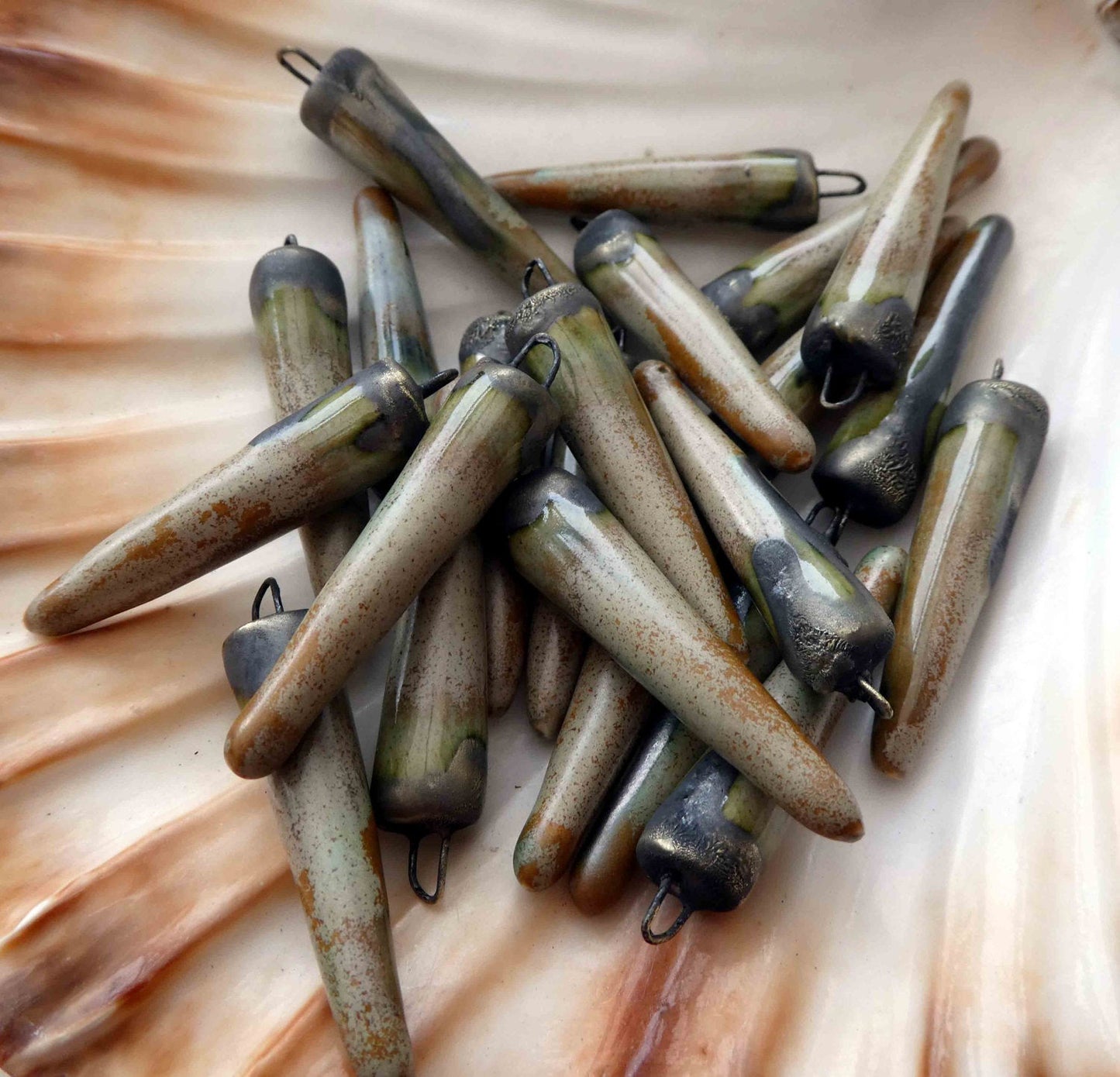 Ceramic Spikes Earring Charms -Stone Grey