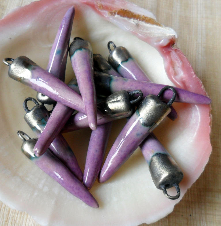 Ceramic Spikes Earring Charms -  Grapel