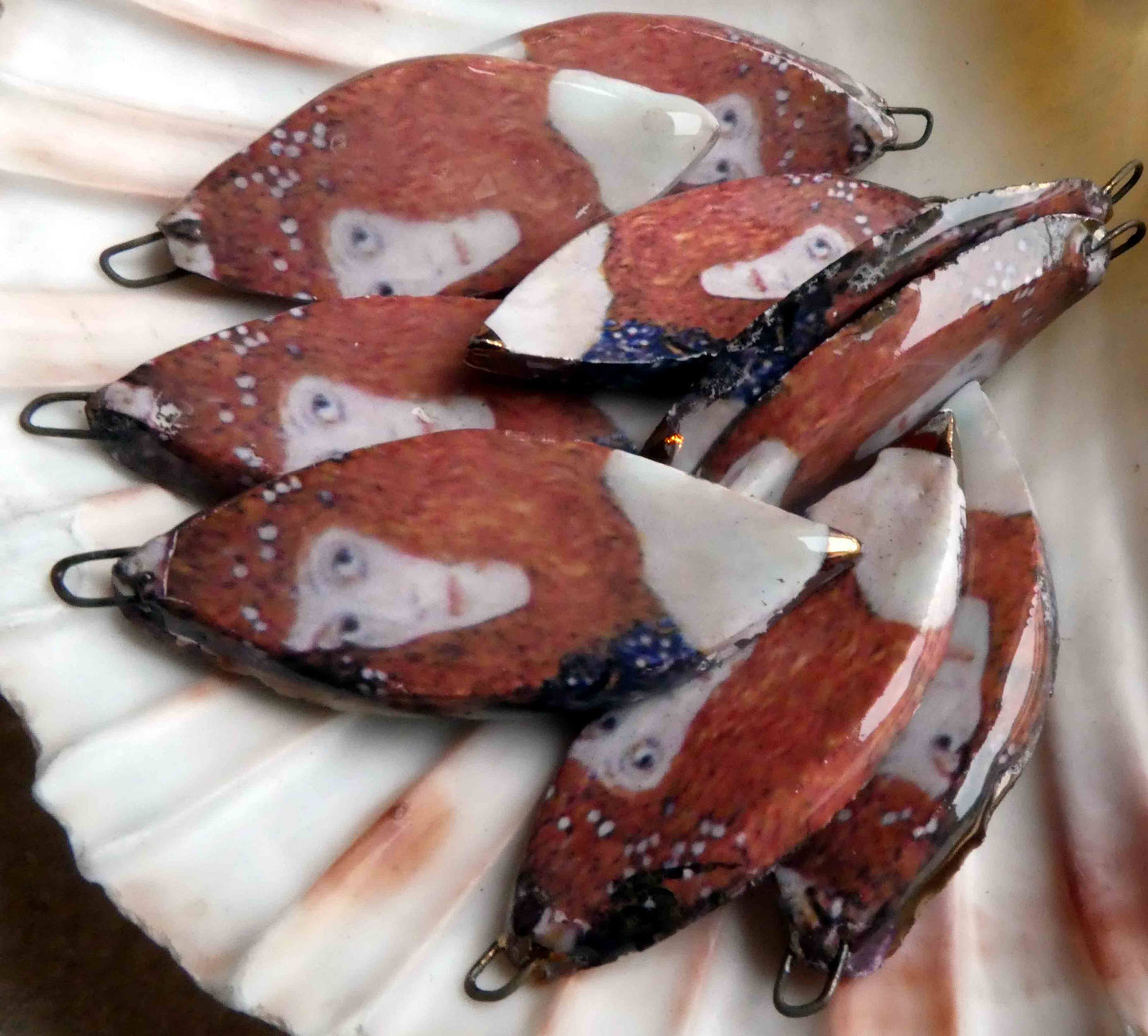 Ceramic Decal Klimt Earring Charms#15