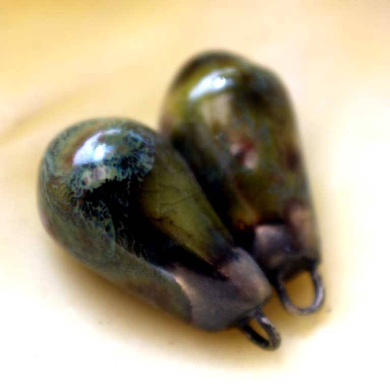 Ceramic Bronzy Droplet Earring Charms - Pagoda