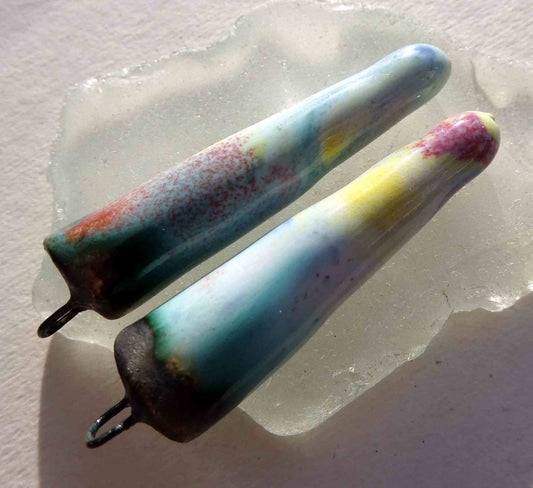 Ceramic Spikes Earring Charms -Harlequin