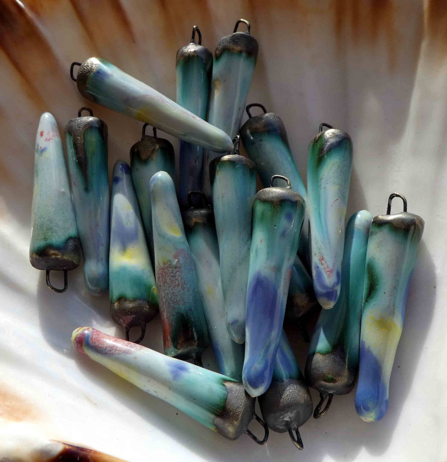 Ceramic Spikes Earring Charms -Harlequin