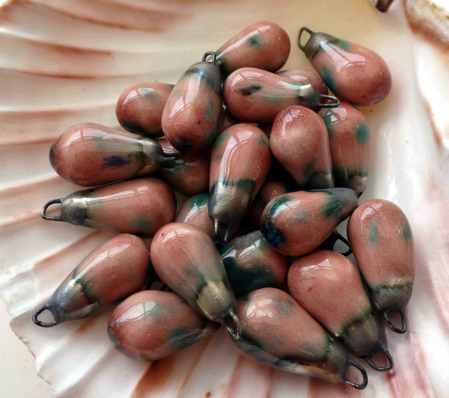 Ceramic Drops Earring Charms - Coral Puff