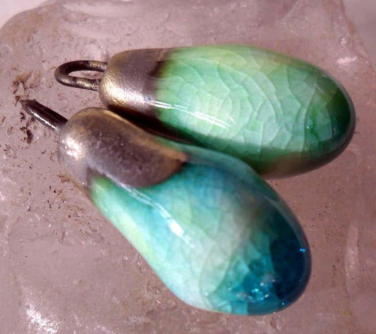 Ceramic Drops Earring Charms- Lime