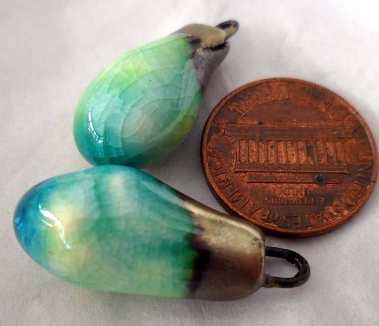 Ceramic Drops Earring Charms- Lime