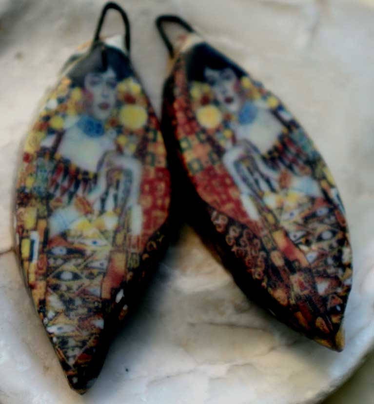 Ceramic Decal Klimt Earring Charms#4