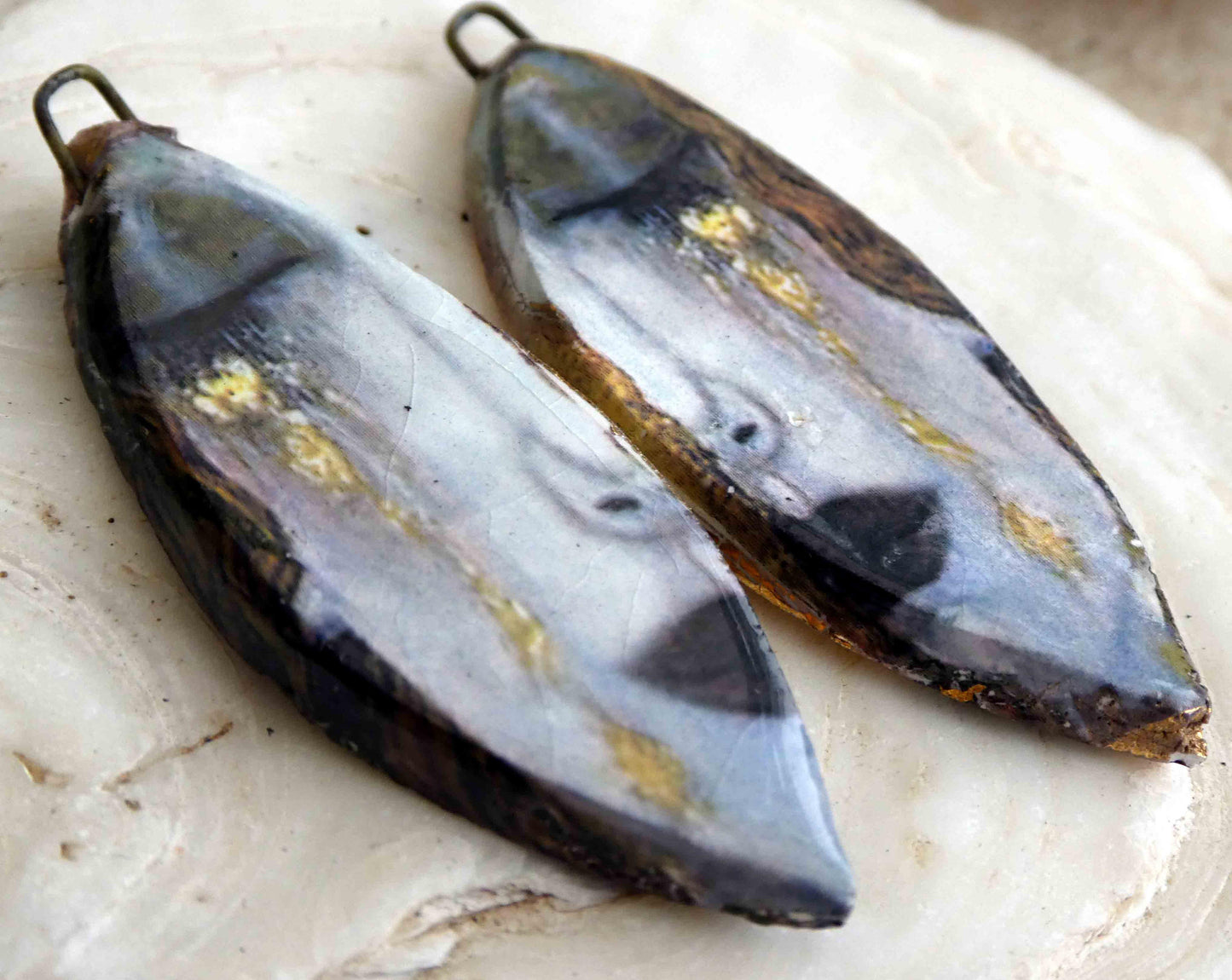 Ceramic Decal Klimt Inspired Earring Charms#1