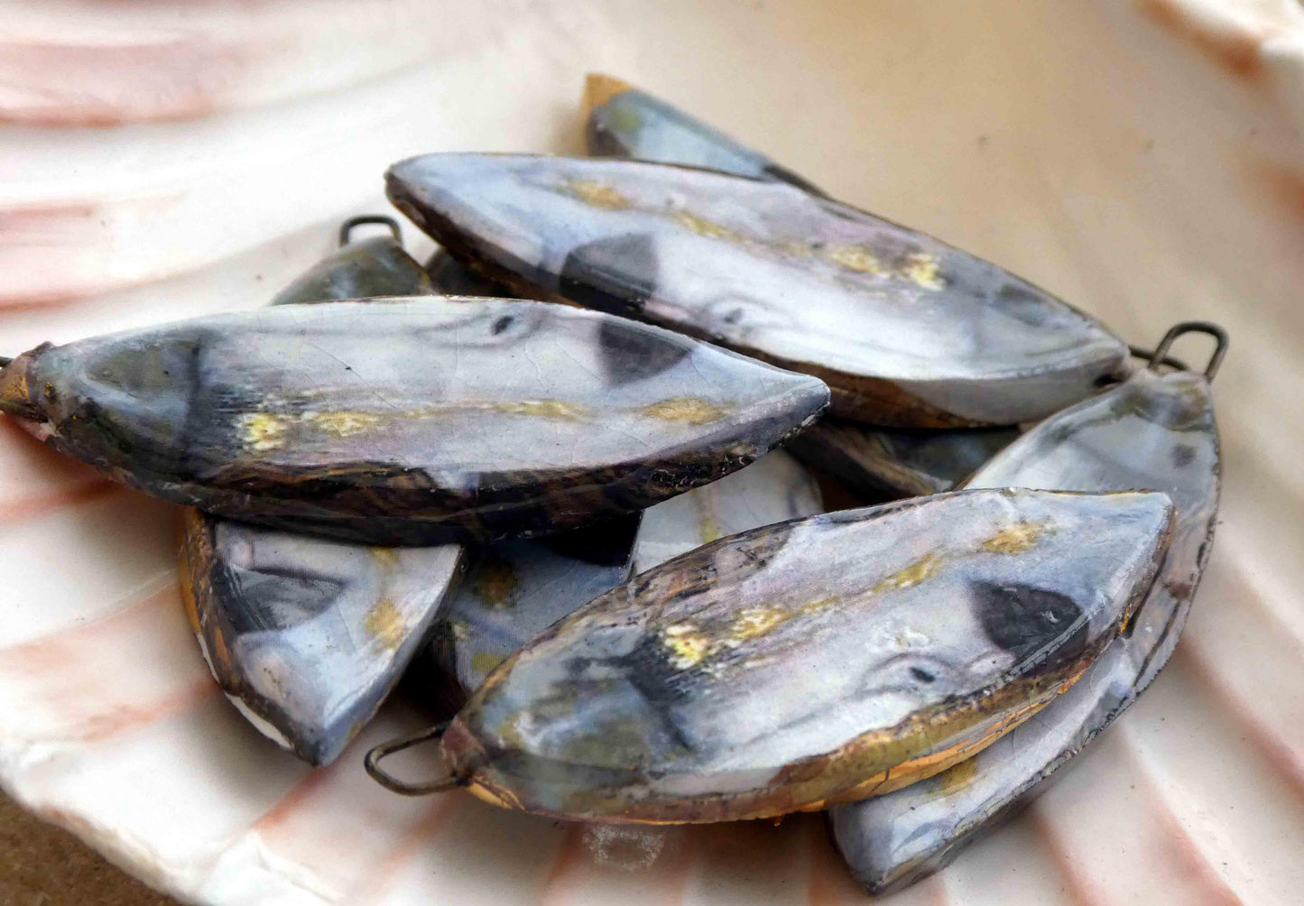 Ceramic Decal Klimt Inspired Earring Charms#1