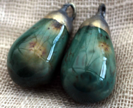 Ceramic Drops Earring Charms -Lotus Blossom