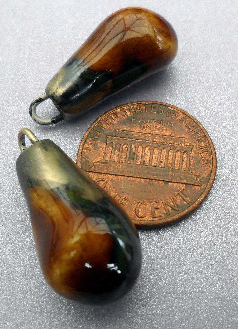 Ceramic Bronzy Droplet Earring Charms - Cognac