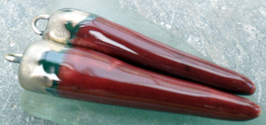 Ceramic Bronzy Spike Earring Charms - Cherry