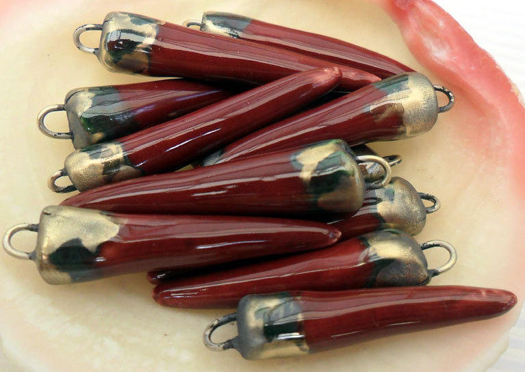 Ceramic Bronzy Spike Earring Charms - Cherry