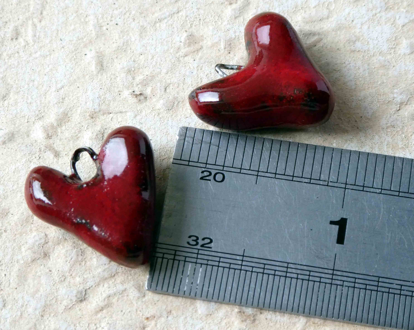 Ceramic Red Hearts Earring Charms